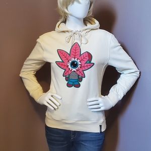 ROKU STUDIO Oullover flower character pale yellow hoodie size S